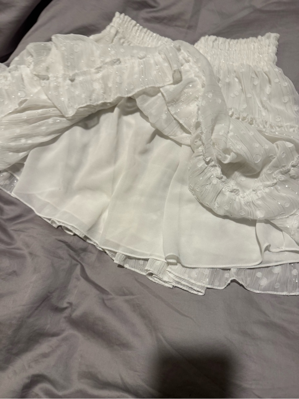MISA Siena Top + Marion Skirt Set XS Off White Clip Dot Lurex Ruffle - Picture 11 of 16